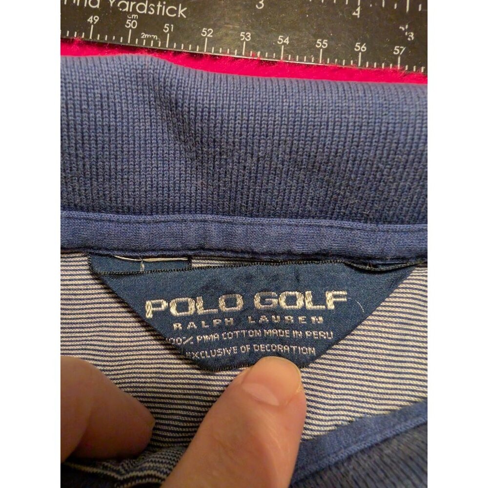 Polo Golf Ralph Lauren Men’s Polo Shirt XL Blue Striped Short Sleeve Pima Cotton - Picture 6 of 9